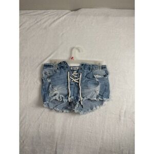 Refuge Tie Blue Jean‎ Shorts Cut Off Women's Size 2 Distressed 30" Waist